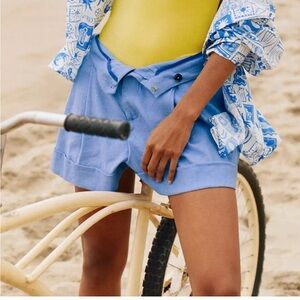 Anthropologie The Avery Pleated Linen Trouser Shorts by Maeve: Rolled Cuff